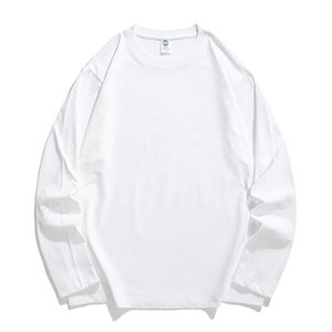 Camiseta de Manga Larga con Cuello Redondo, Estilo Urbano Japonés, Tejido de Punto Sólido, 100% Algodón, para Hombre, Mujer, Unisex, Parejas, Casual - Product Image 2