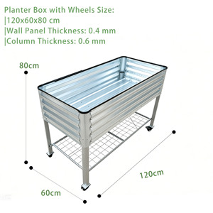 Jardinera Elevada de Metal Galvanizado con Ruedas, Carro de Jardinera Móvil con Estante de Almacenamiento Inferior para Plantación en Exteriores - Product Image 6