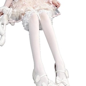 Lolita Sweet Over The Knee Stockings 20D Thin Milky White Lace Bow Women Spring Autumn Transparent - Product Image 5