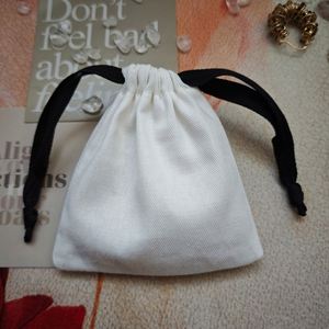 OEM Factory <b>Mini</b> Cotton Twill Ring Earring Storage <b>Bag</b> Custom Logo Printed Recycled Drawstring Cotton Necklace Jewelry Pouch - Product Image 6