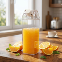 Nouvelle conception, logo personnalisé, bouteille en plastique PS transparente carrée de 500 ml et 1000 ml, réutilisable pour les boissons gazeuses, la bière, le lait, le carton