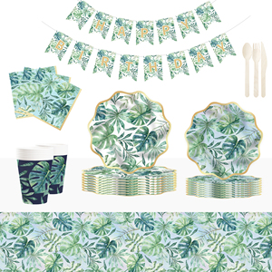 จานกระดาษลายดอกไม้ DAMI และชุดอุปกรณ์ปาร์ตี้พร้อมกระดาษเช็ดปาก ชุดภาชนะสำหรับงานเลี้ยงฤดูใบไม้ผลิ ฤดูร้อน ปิกนิก งานแต่งงาน วันเกิด งานเลี้ยงฉลองทารก - Product Image 1