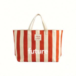High Quality China Wholesale Canvas Totes Crossbody Striped <b>Bags</b> with Zipper Custom Logo for Women and <b>College</b> Students - Product Image 4