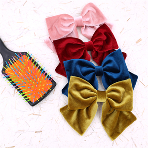 Barrettes à <span class=keywords><strong>cheveux</strong></span> vintage en velours avec grand nœud pour femmes et filles, accessoires de Noël - Product Image 5