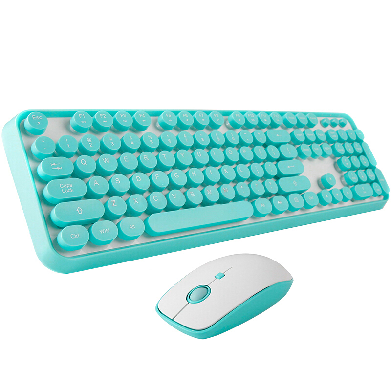 SMK-625385AG беспроводной ретро клавиатура и круглый коврик для мыши комбо набор (можно смешивать цвета колпачки)
