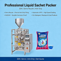 Machine d'emballage verticale professionnelle pour sachets de shampoing, détergent liquide, système VFFS anti-goutte à buse servo-contrôlée 304