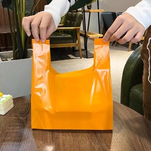 Petits sacs de t-shirt en plastique HDPE durables colorés poignée de gilet Solution d'emballage de pain de logo personnalisé pour les expositions de supermarchés - Product Image 4