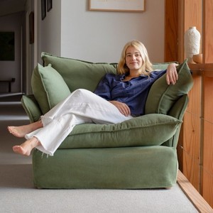 Set Divano a L Design Giapponese in Cotone-Lino <span class=keywords><strong>e</strong></span> Velluto, Divano Letto Confortevole per Soggiorno, <span class=keywords><strong>Arredamento</strong></span> Moderno in Tessuto Morbido - Product Image 1