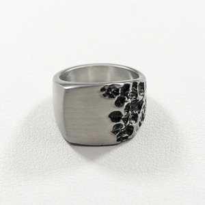 남성용 빈티지 스테인레스 스틸 꽃 인장 반지 고딕 스타일 보석 - Product Image 3