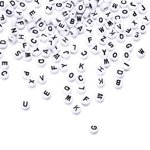 White Alphabet <b>Beads</b> <b>Plastic</b> Resin Small Loose <b>Beads</b> For DIY Necklace Phone Chain Craft Supplies - Product Image 3