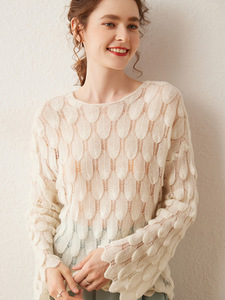 Maglione Pullover in Cashmere a forma di piuma morbida di lusso nuovo alla moda da donna - Product Image 3