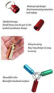 Custom Mini <b>Travel</b> <b>Container</b> Portable Rectangular Aluminium Keychain Pill Holder for Medicine and Vitamins Keychain Pill Case - Product Image 3