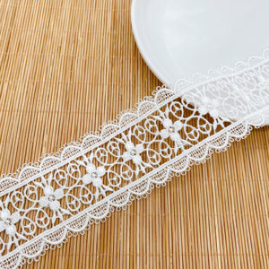 Pizzo Ricamato 3D per Scarpe e Accessori d'Abbigliamento, Bordatura in Poliestere Idrosolubile con Design Traforato, Larghezza 4,9 cm - Product Image 4