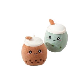 Vente en gros d'usine, porte-clés en peluche super doux de 10 cm, thé au lait aux fruits, boba, doublure en maille pour petit boba, jouet en peluche - Product Image 5