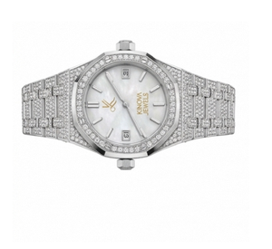 Luxury Moissanite Diamond Simple Stainless Steel Watch with Push Button Hidden Clasp Premium Fashion Wrist Watch - Product Image 1