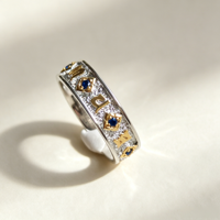 Bagues élégantes et raffinées pour femmes, bijoux en argent 925 pour la méditation et la prière, bague en argent mat avec zircone bleue de luxe, artisanat