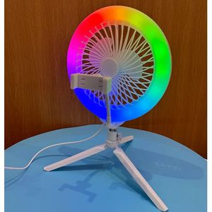 Anillo de Luz LED de Escritorio al por Mayor con Ventilador RGB y Soporte para Teléfono Móvil para Maquillaje, Belleza y Vlogs - Product Image 2