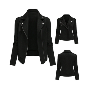 Chaqueta Corta Informal para Mujer, con Solapa y Cremallera, Logotipo Personalizado, Estilo Bomber, Tejido Sólido, Manga Larga, Ecológica, Transpirable, 2026 - Product Image 1