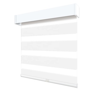 Persianas Enrollables de Poliéster Opacas Personalizadas de Moda para Dí<span class=keywords><strong>a</strong></span> y Noche, Sistema de Control de Resorte Inalámbrico, Persianas Modernas Tipo Zebra para Ventanas - Product Image 1