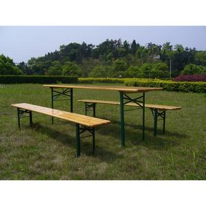 Ensemble de bière pliable en métal et bois de 150 cm - Product Image 1