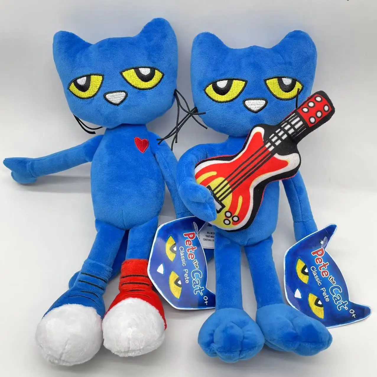 Hot Pete-The Cat Plush Toy Blue Pete-The Cat Juguetes de animales de peluche con guitarra Cartoon Pete-The Cat Plushie Doll Regalo de Navidad