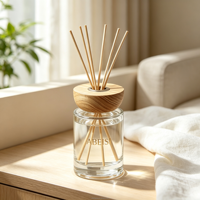 Diffuseur d'arômes en verre gravé avec couvercle en bois de qualité européenne, 150 ml, 120 ml, diffuseur d'ambiance pour la maison
