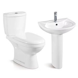 Set Sanitario Economico in Stile Arabo, WC in Ceramica a Due <span class=keywords><strong>Pezzi</strong></span> con Colonna, Lavabo Economico - Product Image 1