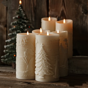 Custom Made 3D Christmas Pillar Candle Silicone Mold Embossing Printing <b>DIY</b> Candle Making <b>Kit</b> - Product Image 2