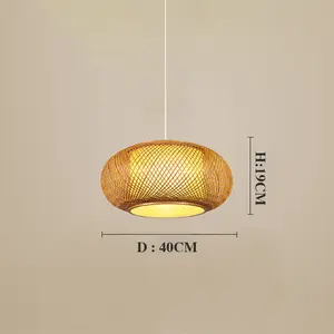Restaurant Decor Hotel Rattan Light Shad Hanging Lamps Kitchen Rattan Art Chandelier LED Bamboo Pendant Light