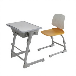 Chaise et table d'école modernes au design unique, structure métallique avec chaise en plastique PP et panier à livres - Product Image 3