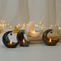 Petite Lampe Lune Étoile Musulmane Islamique Nicro, Faite à la Main, pour Cadeau Ramadan, Lanterne Suspendue Décorative, Bougie LED Électrique pour l'Aïd