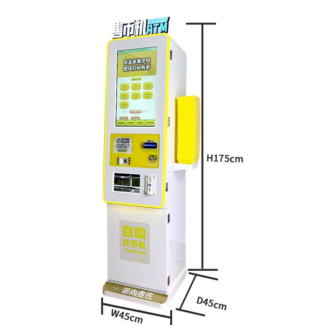 Touch screen with coin+bill