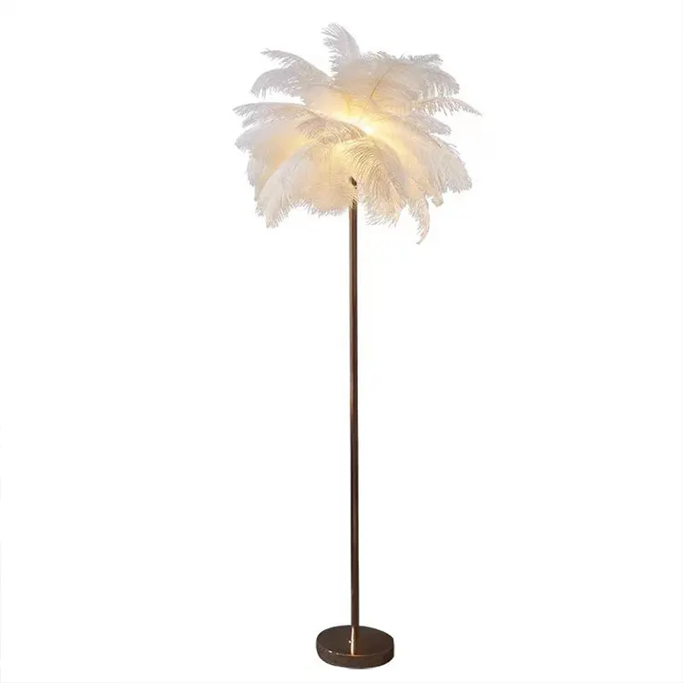 Lámpara de pie decorativa para estudio, luz ambiental de plumas para dormitorio