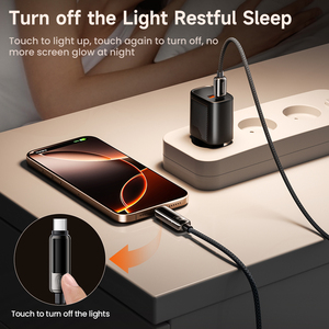 Câble Toocki <span class=keywords><strong>de</strong></span> qualité supérieure 100W avec lumière tactile intelligente et connecteur en alliage <span class=keywords><strong>de</strong></span> zinc à charge rapide PD 100W pour la nuit et les trajets quotidiens - Product Image 3