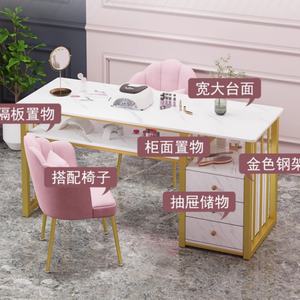 Table de manucure moderne en métal, luxe léger, prix spécial, panneau de densité, table de manucure double - Product Image 2