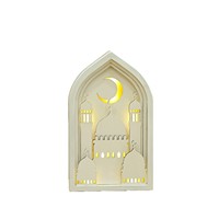 Décorations du Ramadan, lampe de nuit en bois à LED, lampe de table mosquée et croissant de lune Eid Mubarak, décoration de fête musulmane à domicile
