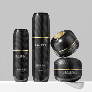 Juego de Envases para Cuidado de la Piel con Textura Espiral y Logotipo Personalizado, Botella de Plástico Cilíndrica de Material PS para Suero y Loción, Bomba Dosificadora de Loción, Marca YouXing - Product Image 2