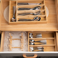 Boîte de rangement personnalisable en bambou pour couteaux, fourchettes et baguettes, organisateur de tiroir de cuisine pour ustensiles de cuisine occidentale