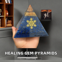 Pyramide d'Orgone en Lapis Lazuli Sculptée à la Main, Symbole de Metatron Naturel, Guérison Énergétique, Feng Shui, Écologique, Faite à la Main, Porte-Bonheur