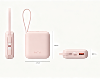 Batterie externe mini haute puissance 10000 mAh avec entrée/sortie Type-C, câble 8 broches, chargeur rapide 2-en-1 pour téléphones iOS