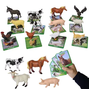 with farm animal 12 kinds name card preschool match game STEM play set learning educational toy