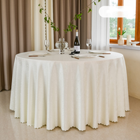Nappe ronde épaisse à motif floral jacquard, qualité hôtelière pour banquets de mariage et restaurants