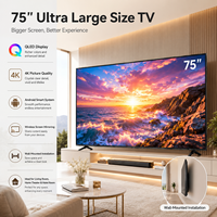 Televisor Inteligente Android QLED 4K de 75 Pulgadas con Pantalla Grande, HDR, WiFi y Función de Duplicación de Pantalla para Cine en Casa y Sala de Estar