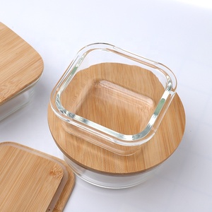 Vuông thủy tinh thực phẩm lưu trữ container Crisper với tre có nắp đậy sinh thái thân thiện bữa ăn Prep container kín nhựa miễn phí, BPA free - Product Image 6