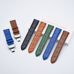 Correa de reloj de piel de vaca Croco, accesorio de grano de bambú importado, núcleo Dermal suave para relojes inteligentes Samsung <span class=keywords><strong>Huawei</strong></span> 18 19 20 21 22 23 24mm - Product Image 4