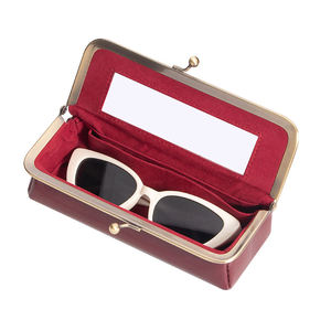 Boîte à bijoux en cuir de vache véritable pour femmes, étui à lunettes rétro, organisateur anti-RFID et porte-monnaie long avec miroir RB6135 - Product Image 6