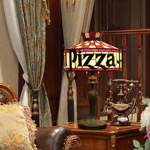 <span class=keywords><strong>Paralume</strong></span> per Pizza fatto a mano Base <span class=keywords><strong>in</strong></span> <span class=keywords><strong>metallo</strong></span> per la decorazione del ristorante con camera da letto lampada da tavolo <span class=keywords><strong>in</strong></span> vetro colorato luce notturna - Product Image 2