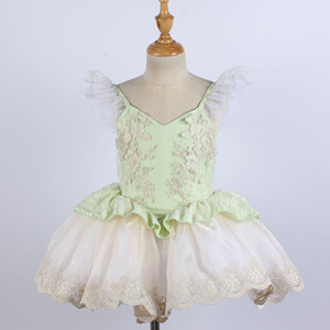 Elegante tutú de ballet verde claro <span class=keywords><strong>con</strong></span> adornos dorados Encantador vestido de ballet <span class=keywords><strong>con</strong></span> tutú de ballet <span class=keywords><strong>con</strong></span> volantes para actuaciones - Product Image 6