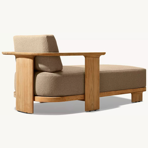 <span class=keywords><strong>Chaise</strong></span> longue RH Dune en teck, <span class=keywords><strong>chaise</strong></span> de salon moderne avec coussin crème sur structure en teck naturel, <span class=keywords><strong>chaise</strong></span> d'appoint pour patio extérieur - Product Image 4