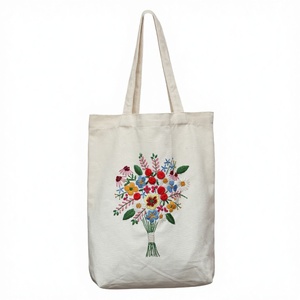 Kit de broderie au point de croix DIY pour débutants, sac fourre-tout en toile écologique, art populaire - Product Image 1